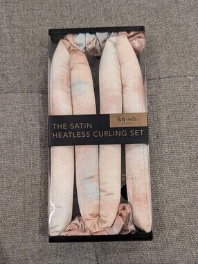 Kitsch Satin Heatless Curling Set - Peach & Ivory